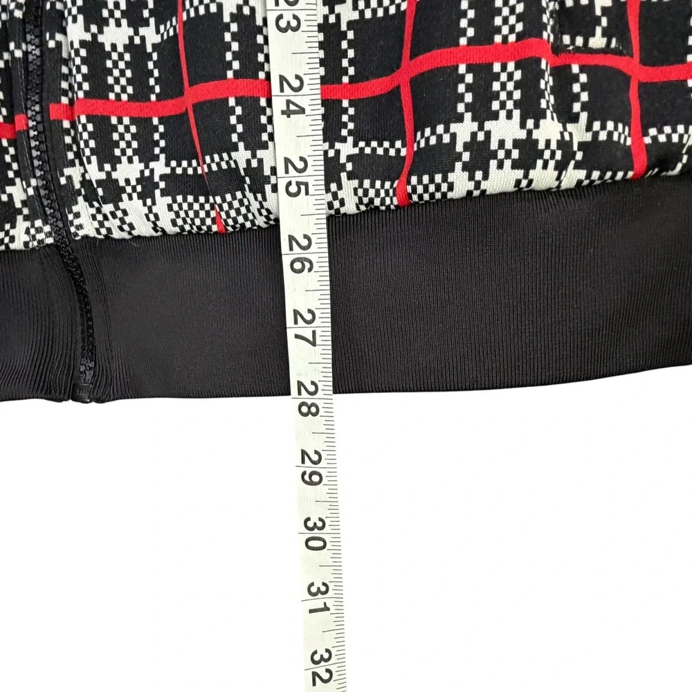 Puma Mens L Plaid Track Jacket Black Red Full Zip French Terry Retro Streetwear